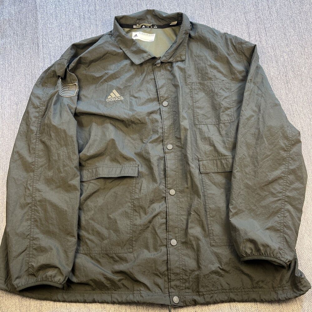 Adidas 4XL Salute To Service Coaches Jacket Olive Green Windbreaker Big & Tall